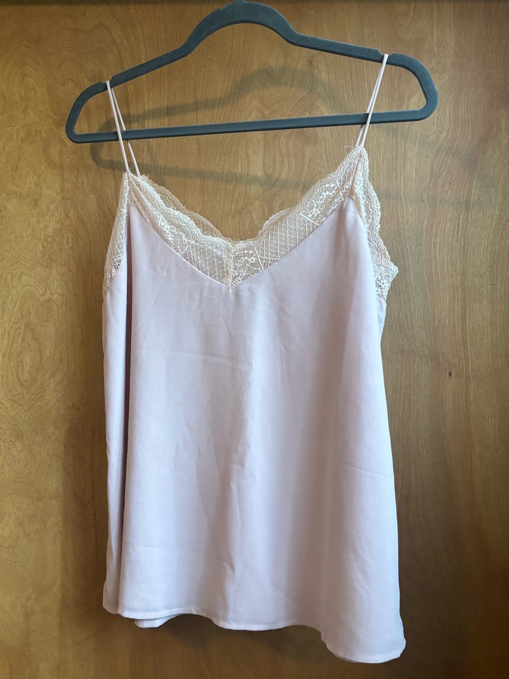 Lace-Trim Pink Slip Cami Top